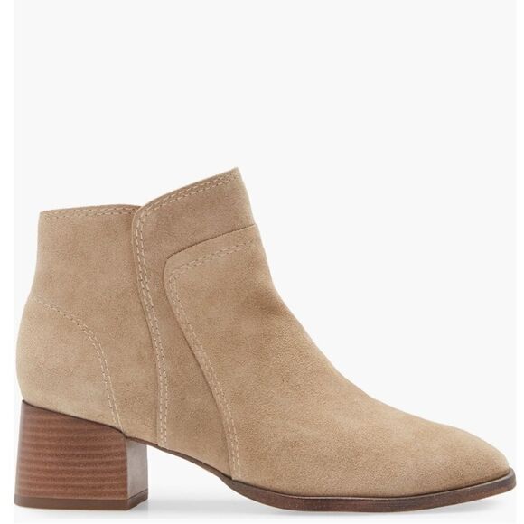 Lucky‎ Brand Lilka Suede Bootie, Block Heel Size 7, Dune Light Brown, NWT - Picture 4 of 14